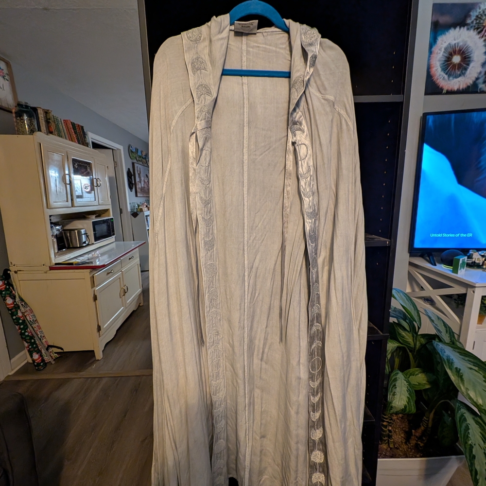 Elegant Gray Hooded Women's Coat